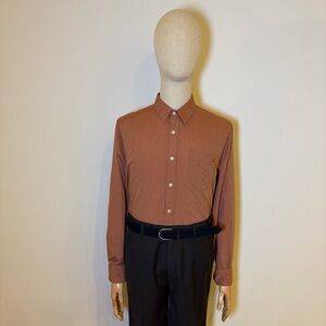 Volcom Men's Classic Fit Button Down Shirt Orange Rust Large